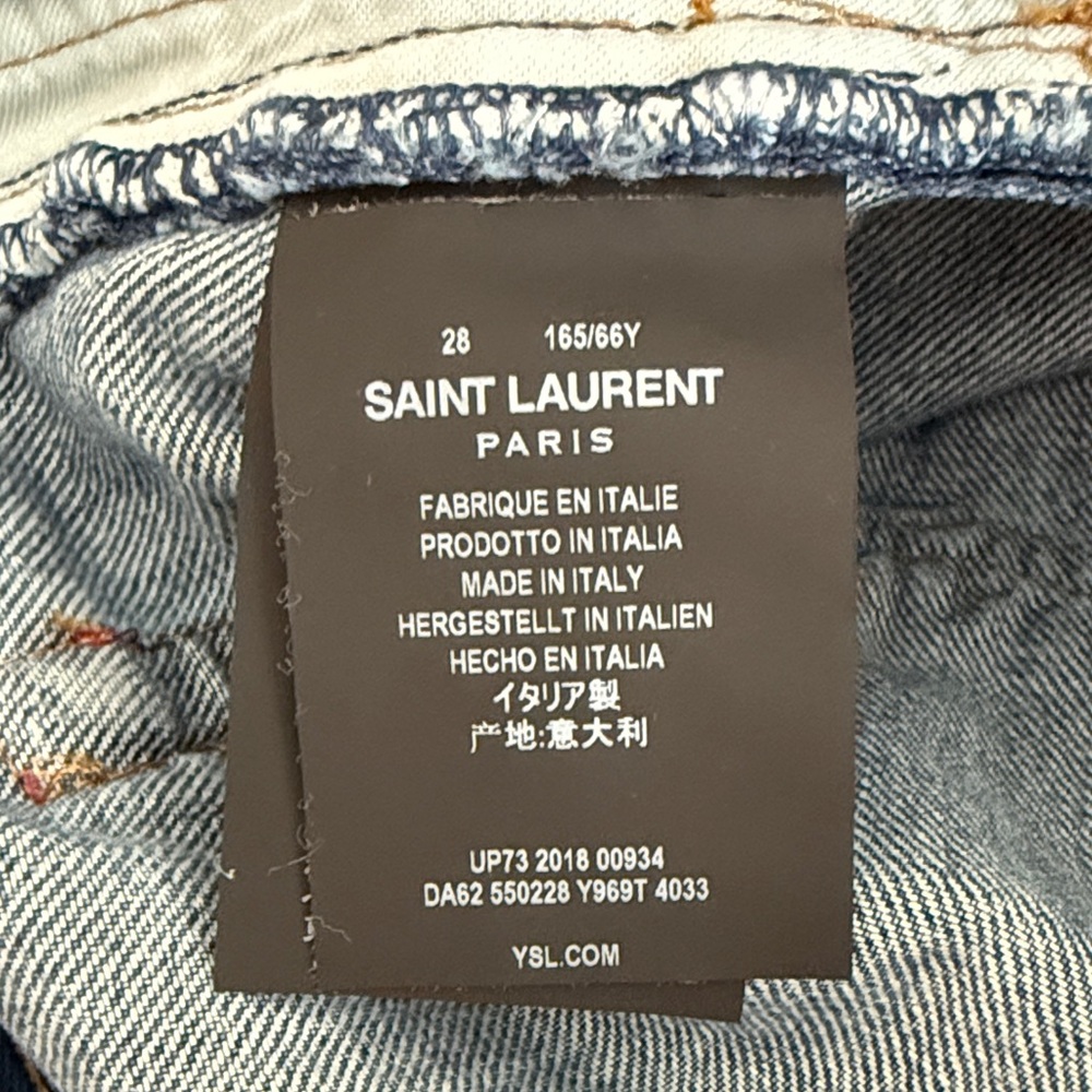 Saint Laurent Light Blue Distressed Denim Cutoff Shorts - Picture 5 of 6